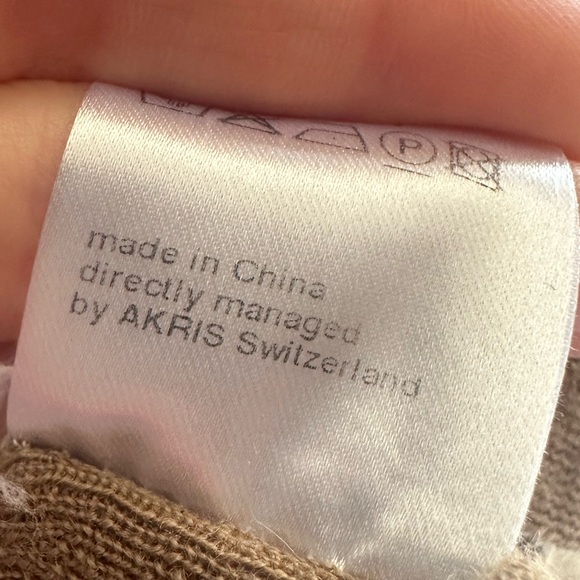 100% Wool Akris Punto Mock Neck Tan Gray Tunic Turtleneck Asymmetrical Sweater - Picture 3 of 6